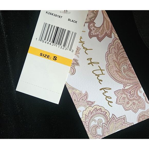 BAND OF THE FREE GYPSIES B.O.G S Midi Dress Black Velvet Side Slit Stretch NEW - Picture 4 of 8